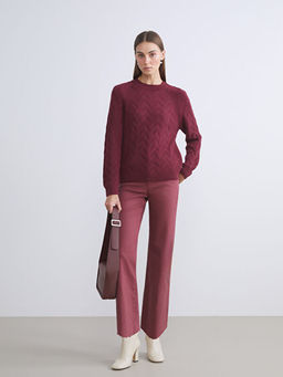 Bisiklet Yaka Kendinden Desenli Kad?n Triko Kazak