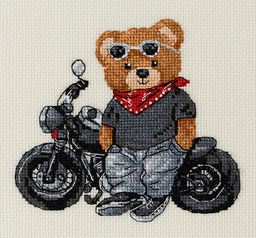 Klart набор для вышивания 8-563 Мишка байкер 15 х 14 см