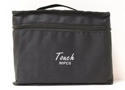 Набор скетчмаркеров двухсторонних 80цв. 1-7мм (092-80/7881/No name) спирт. основа, черный 4-гран. корпус, сумка на молнии