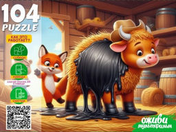Puzzle 104 элемента "Оживи мультфильм. Соломенный бычок" (П104-3540)
