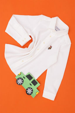 Рубашка с длинным рукавом цвета экрю для мальчика