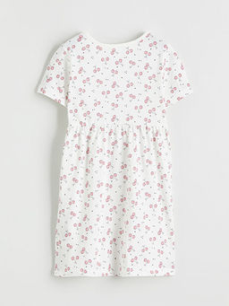 Bisiklet Yaka ?i?ekli K?z ?ocuk Elbise