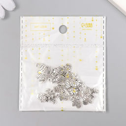 Цена за 10 шт. Декор для творчества металл «Варежки» серебро 1.7×1.6 см