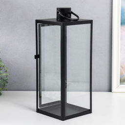 Набор подсвечников на 1 свечу «Фонарь - минимализм», 3 шт. чёрный, 18×18×50 см; 14×14×39 см; 10×10×25 см