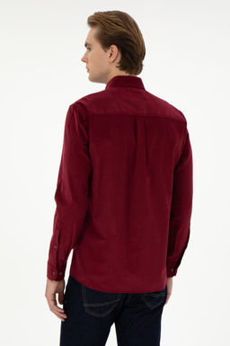 Мужская бордовая рубашка с длинным рукавом Неожиданная скидка в корзине - U.s. polo assn фото 5