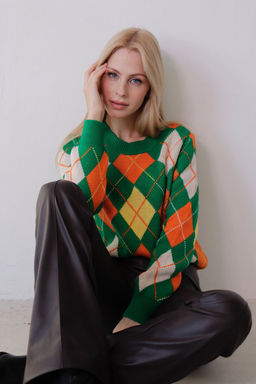 10664 Джемпер с ромбами зелёный - Martichelli фото 10