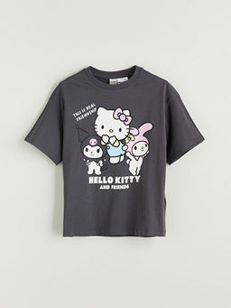 Bisiklet Yaka Hello Kitty Bask?l? K?z ?ocuk Ti??rt