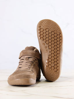 Кеды босоногие женские демисезонные 211.NATAbr.Серо-коричневая замша/Байка