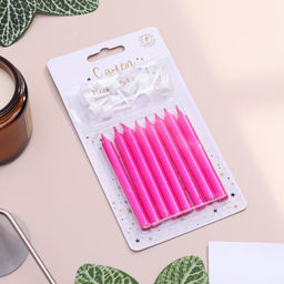 Свечи для торта «Манхеттен», 9 см, 8 шт., 24 мин, розовый металлик