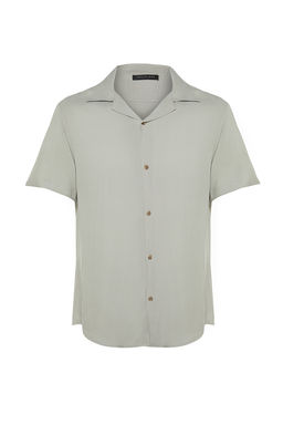 Gri Regular Fit Apas Yaka %100 Viskon Yazl?k Salas Viskon Gomlek TMNSS20GO0441 - Trendyolmilla фото 6