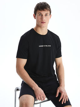 Bisiklet Yaka Bask?l? Erkek Ti??rt