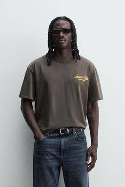CAMISETA RELAXED FIT ESTAMPADOS LAVADOS / Gris antracita