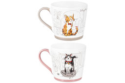 Набор 2 кружек 400 мл 13,5*9,5*9 см Довольные коты, фарфор - Elan gallery фото 5