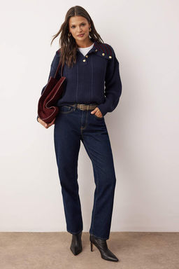 Ekru Sac Orgulu Genis Kal?p Devrik Yaka Triko Kazak TWOAW26KZ00120 - Trendyolmilla фото 8