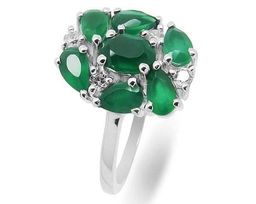 Кольцо из серебра зеленый агат, Асида