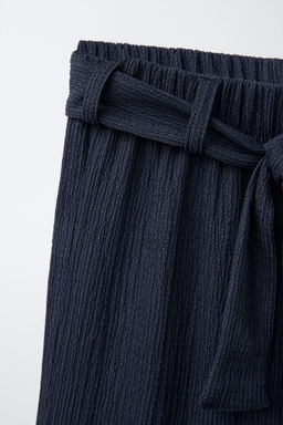 TEXTURED BELTED WIDE-LEG TROUSERS - Zara фото 3