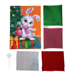 Цена за 2 шт. Аппликация фольгой на новый год «Зайчик», набор для творчества