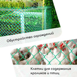 Сетка садовая, 1×10 м, ячейка ромб 13×13 мм, для птичников, пластиковая, зелёная, Greengo, в рулоне
