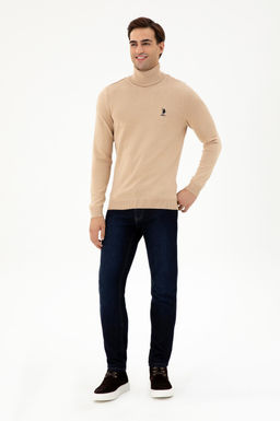 Мужской базовый свитер песочного меланжа Неожиданная скидка в корзине