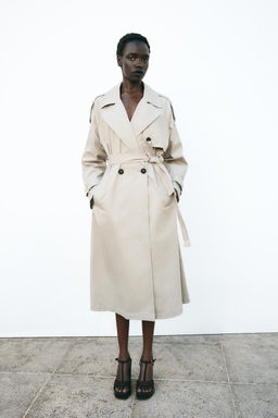 LONG DOUBLE-BREASTED TRENCH COAT WITH BELT - Zara фото 2