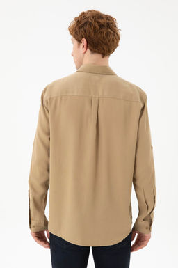 Мужская рубашка цвета хаки с длинным рукавом - U.s. polo assn фото 5