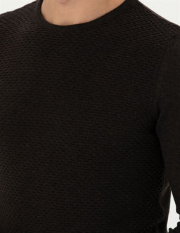 Kahverengi Slim Fit Bisiklet Yaka Triko Kazak - Pierre cardin фото 7