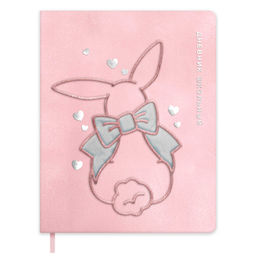 Дневник школьный арт. 72446 / 15 КРОЛИК С БАНТОМ (кожзам: А5+; твёрдый переплёт с поролоном, матери