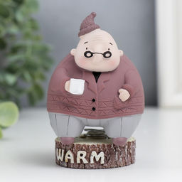 Фигурка на пружинке «Дедуля в колпаке, с кружкой», полистоун, 8.5×5.5×6 см