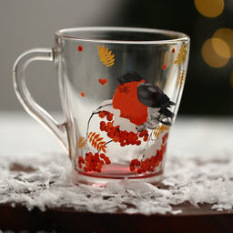 Кружки стеклянные новогодние Снегири!, набор 2 шт. - Дорого внимание фото 7