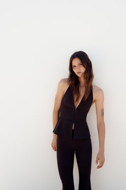 PANTALON FLARE STRETCH / Marr?n oscuro - Zara фото 2