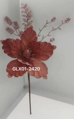 Цена за 1 шт. Цветок декоративный Пуансеттия 20 см / GLX01-2420 /уп 480/Новый год