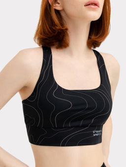 Топ женский спортивный в черном цвете с оригинальным принтом