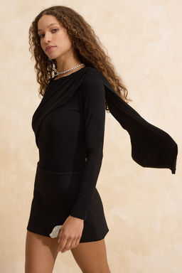 Siyah Pelerin Detayl? Buzgulu Orme Party Body TPRSS26BD00012