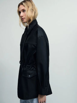 Парка на кулиске из искусственной кожи / Zarina  фото 5