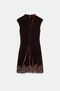VELVET LACE DRESS - Zara фото 7