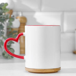 Цена за 16 шт. Кружка для сублимации, с фигурной ручкой «Сердце», бело-красная 320 мл