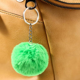 Цена за 12 шт. Брелок для ключей на кольце Пушистик. Помпон, на сумку, рюкзак, d=5 см, МИКС