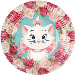 Цена за 10 шт. Тарелка одноразовая бумажная "С Днем Рождения!", 18 см, Коты Аристократы
