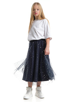 Юбка пачка длинная из фатина 22-7608 черный/зол. звезды - Mini maxi фото 58