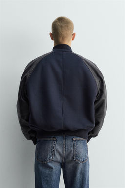 LIMITED EDITION CONTRAST LEATHER BOMBER JACKET - Zara фото 3