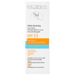 КОРА Крем-флюид для лица и кожи вокруг глаз увлажняющий SPF-15, 30 мл - Kora фото 2