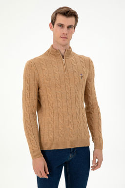 Мужской светло-коричневый меланжевый свитер Неожиданная скидка в корзине - U.s. polo assn фото 3