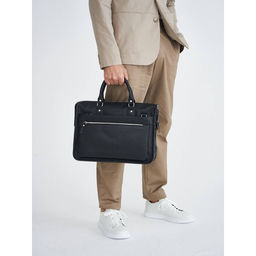 Кожаная деловая сумка для ноутбука Halston Black - Lakestone фото 9