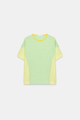 CAMISETA RAYAS ALGOD?N Y LINO / verde lavado - Zara фото 5