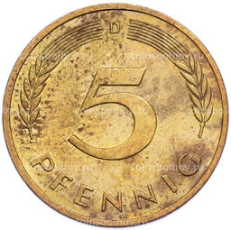 Монета 5 пфеннигов 1995 года D Германия