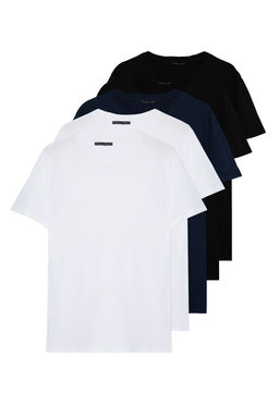 TRENDYOL MAN Siyah-Kahverengi-Gri-Tas-Beyaz Slim/Dar Kesim 5li Paket %100 Pamuk Tok Kumas T-shirt TMNAW20TS0243 - Trendyolmilla фото 3