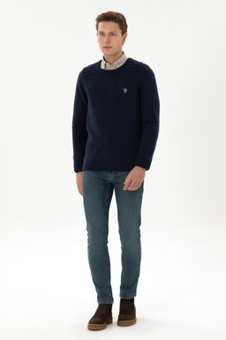 Erkek Slim Fit Bisiklet Yaka Lacivert Kazak - U.s. polo assn фото 4