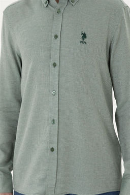 Мужская зеленая рубашка с длинным рукавом - U.s. polo assn фото 6