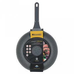 Сковорода с антипригарным покрытием Denim д28см, s4мм, индукционное дно д20,5см, s1,5мм, литой алюминий, 2-х слойное антипригарное покрытие WISTONE с эффектом гранитной крошки, бакелитовая ручка с покрытием soft-touch, Regent (Китай) Подходит д - Домашняя мода фото 6