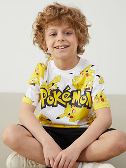 Bisiklet Yaka Pokemon Bask?l? Erkek ?ocuk Ti??rt